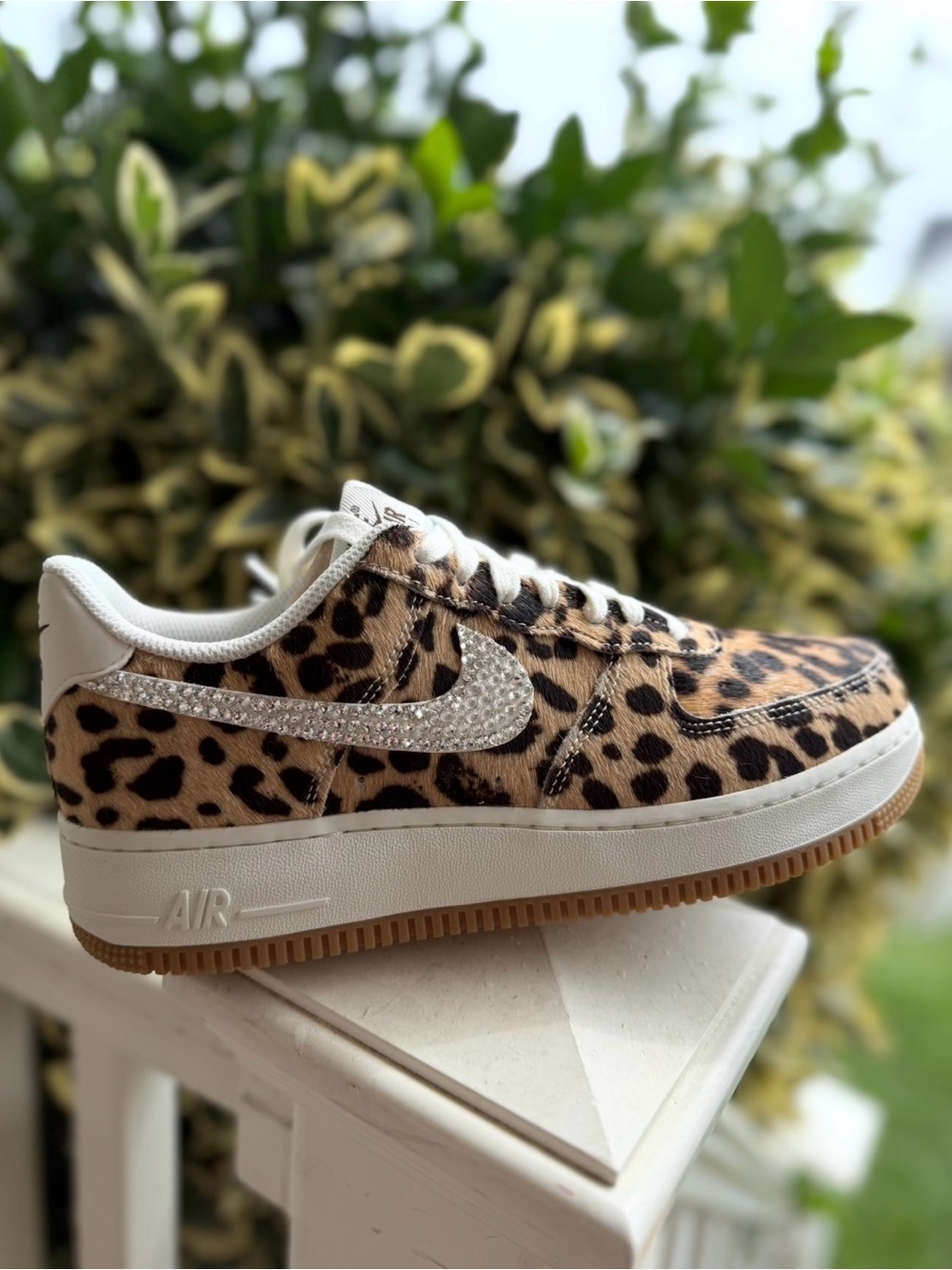 Nike Air Force 1 ‘07 ND1 Sneaker. CUSTOMIZED Leopard with Swarovski bling! 8.5